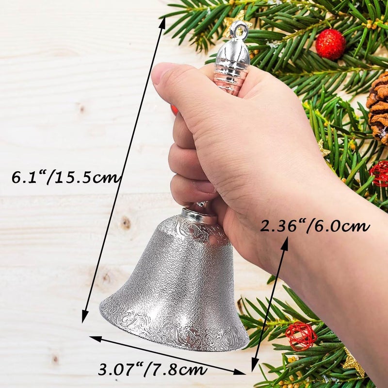 Aonfubu Super Loud Hand Bell, Vintage Ringing Bells,Copper Alloy Call Bell for Wedding, Pet Training,Dinner, Meditation,Service,Classroom and Musical Teaching,Silver - Image 2